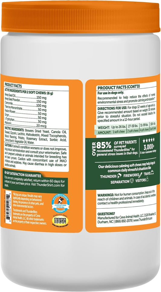ThunderBites dog anxiety relief soft chews container