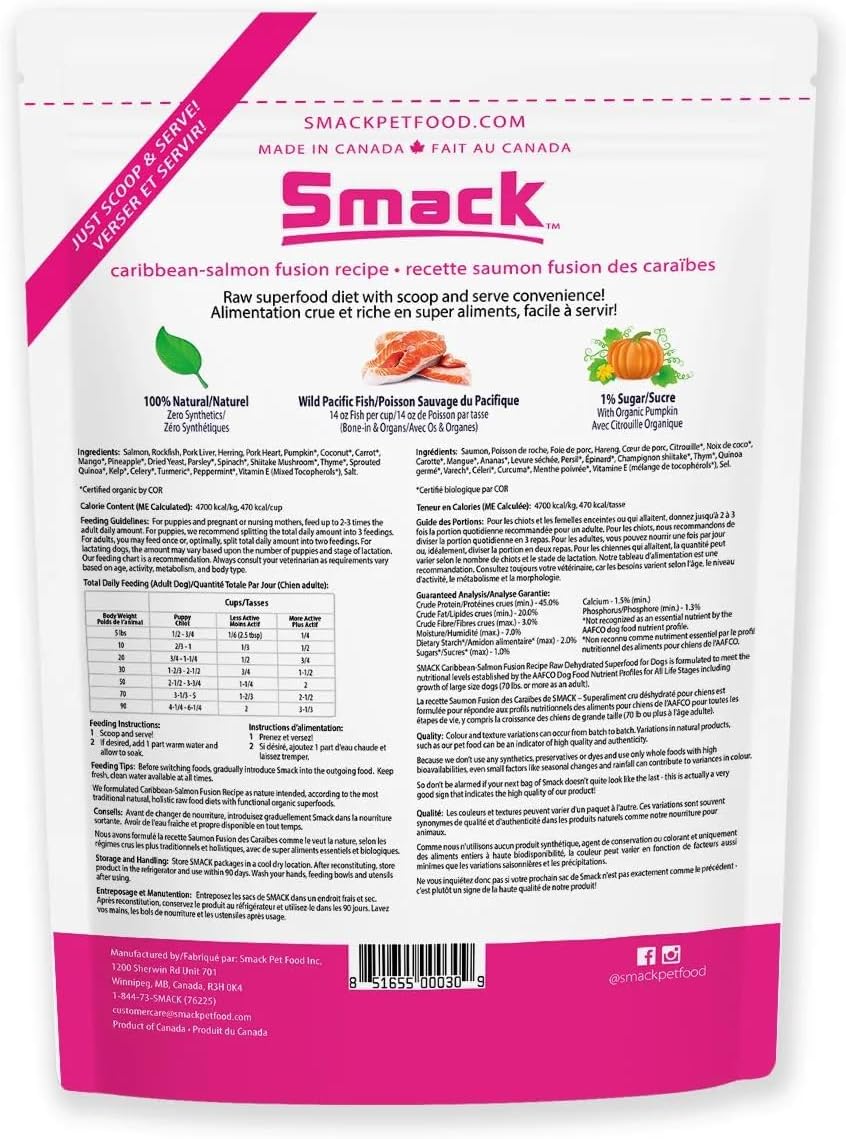 Raw dehydrated Caribbean Salmon Fusion dog food texture close up