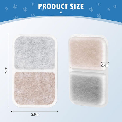 Replacement filters for Catit Airsift showing accurate dimensions and safe non toxic materials.