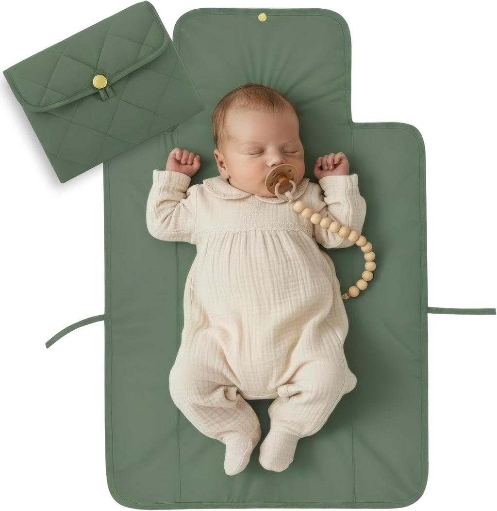 Zicoto portable diaper changing pad sage green front view
