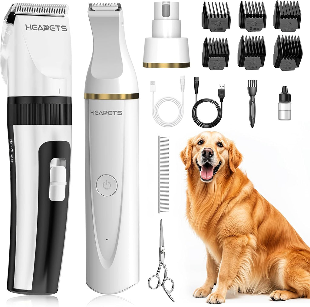 HEAPETS Dog Hair Clippers for Grooming Kit and Dog Paw Trimmer Nail Grinder for Grooming, Low Noise Rechargeable Cordless, Shaver Grooming Supplies for Pet Cats Dogs (Black, White) - Image 10