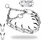 AKDNZ heavy duty stainless steel dog training collar front view showing quick release buckle