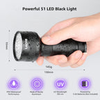 Water resistant IPX4 rated Lepro UV flashlight demonstrating its rugged outdoor build.