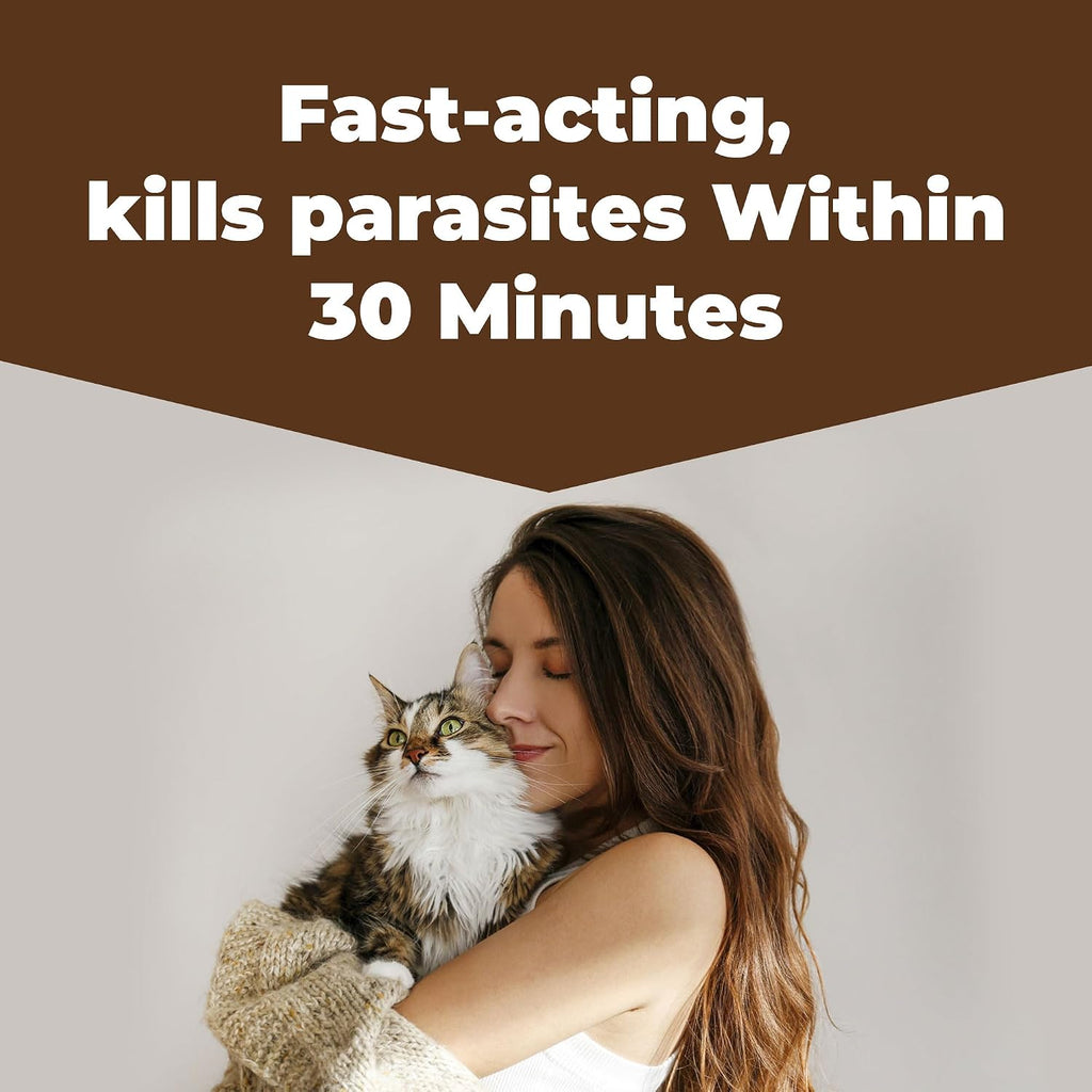 Parontal cat tapeworm medicine bottle showing active ingredients and warnings