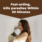 Parontal cat tapeworm medicine bottle showing active ingredients and warnings