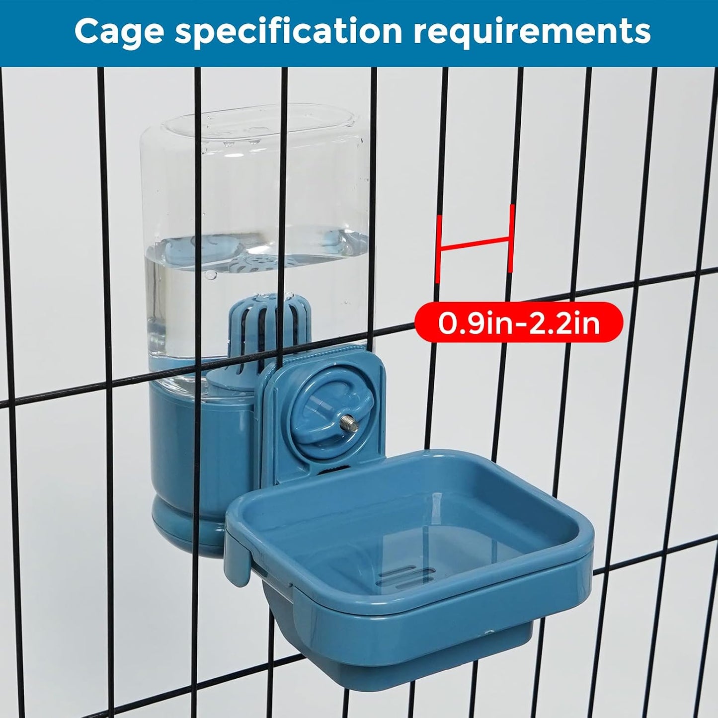 VANNON Small Animal Filter Water Dispenser for Crate, 26oz Water Bottle for Cage, BPA Free and Anti-Overeflow Pet Water Bowl for Small Dogs, Cats and Rabbits, Blue - Image 3