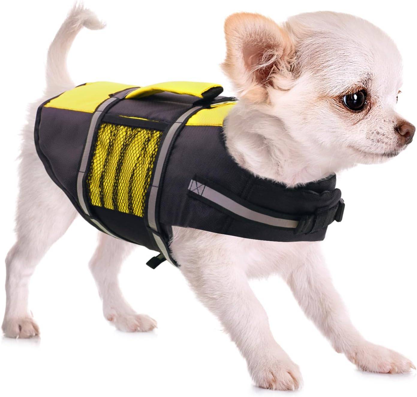 Queenmore Small Dog Life Jacket, Adjustable Pet Life Vest for Small and Medium Dogs with High Buoyancy, Rescue Handle, Reflective Bands for Boating, Canoeing, Swimming - Image 9