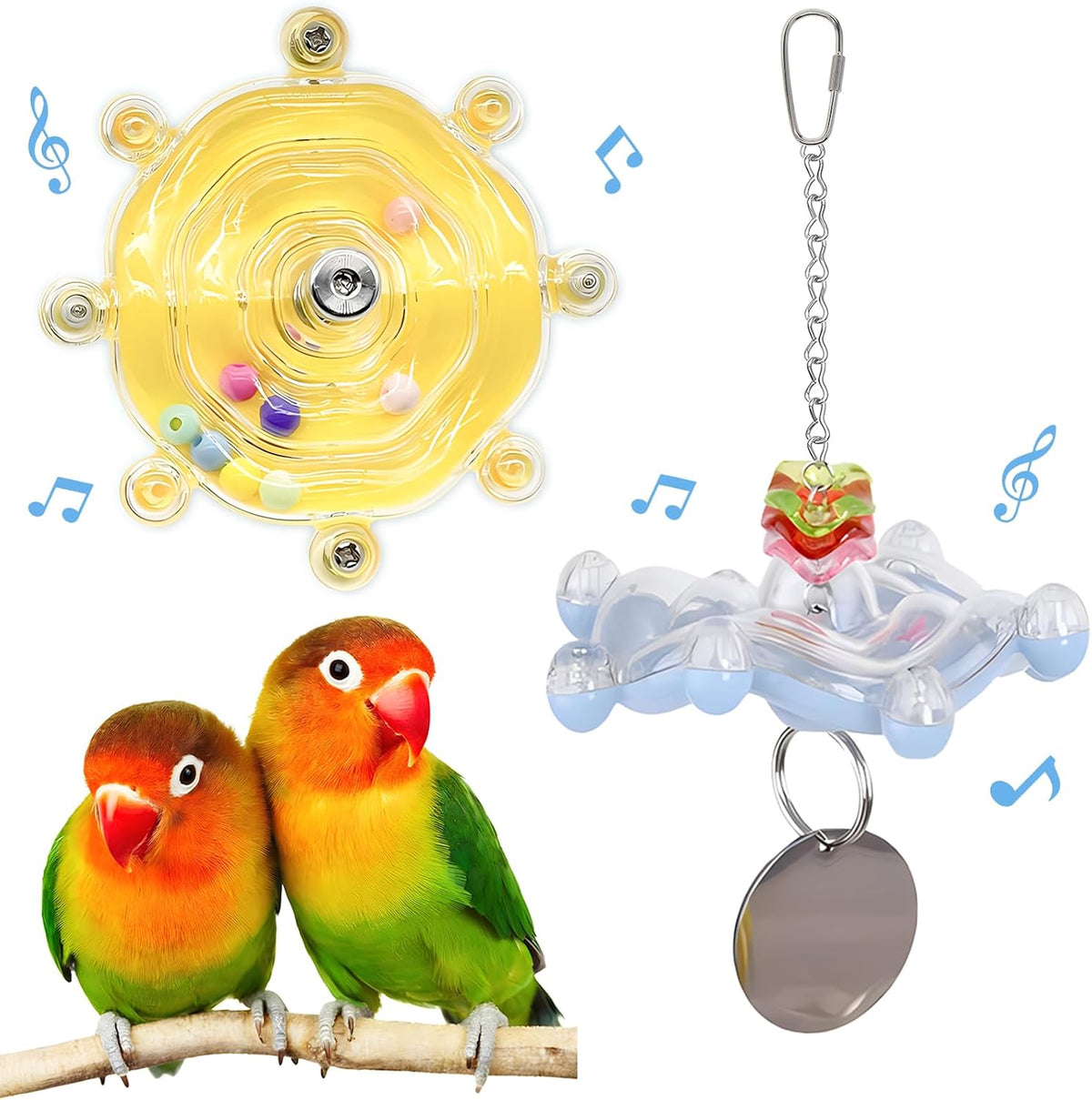 Bird Toys for Parakeets, Colorful Parakeet Toys Wheel, Interactive Spinner Rattle Parrot Toy, Cockatiel Toy for Bird Cage, Chewing Exercise for Conure, Budgies Enrichment Toys (1pc, Rondom Color) - Image 10