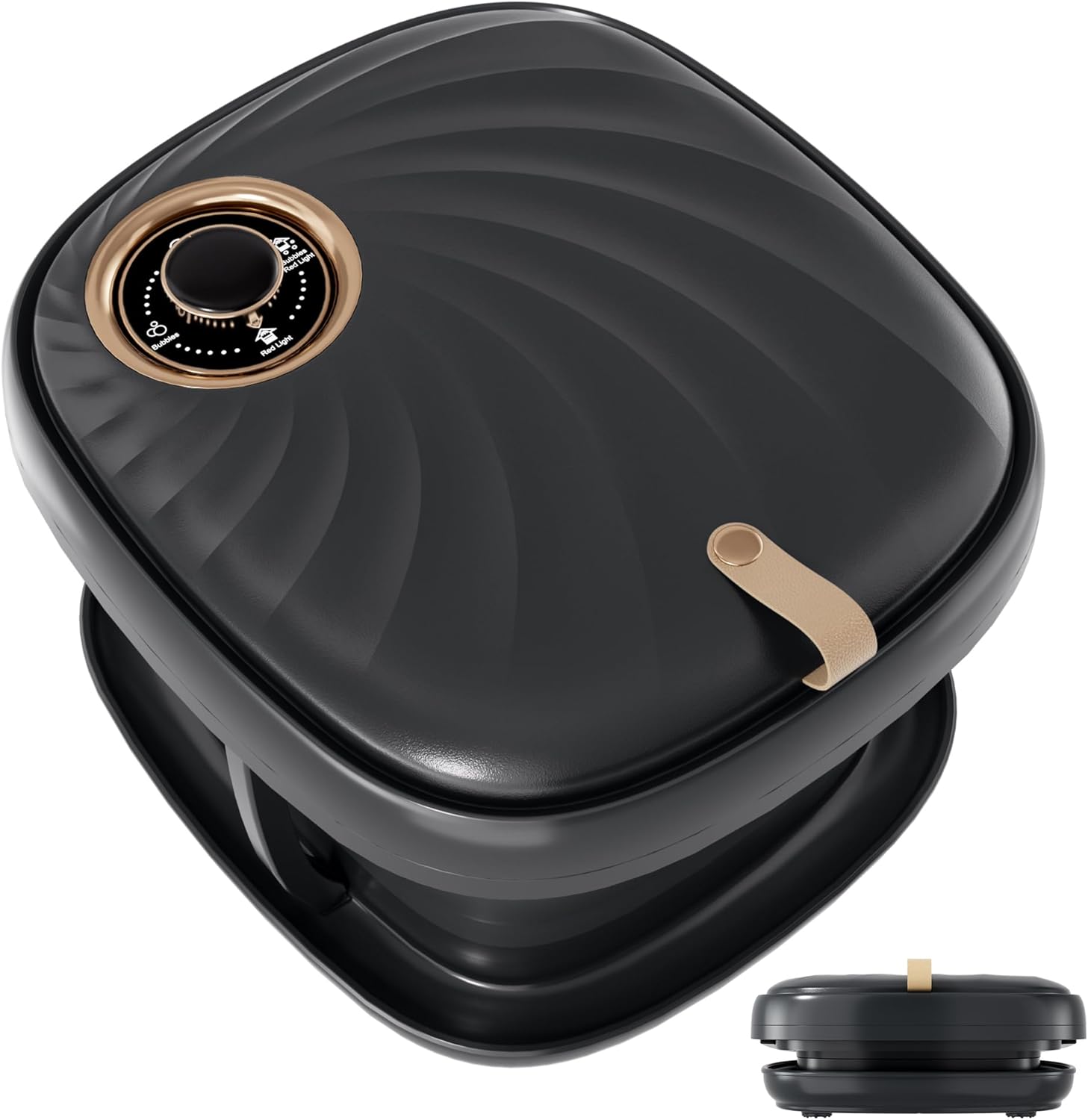 Deluxe Foot Bath Massage Spa with Temperature Control, Electric Heated Foot Soaking Tub for Professional Pedicure Foot Spa Massager with Bubbles, Remote Control and Shiatsu Rollers Black - Image 1