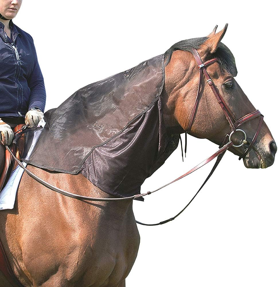 Cashel Quiet Ride Hood black horse neck fly guard front view