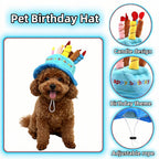 Top view of plush birthday cake hat with colorful candles