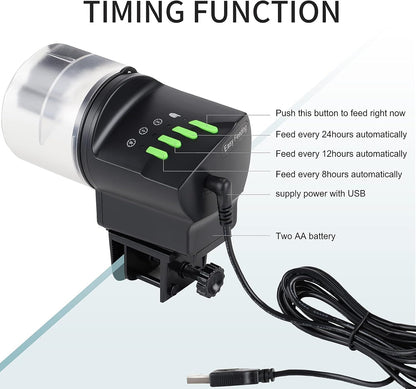 DXOPHIEX vacation fish food timer with green buttons side view