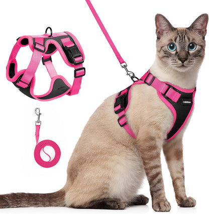 rabbitgoo Cat Harness and Leash Set, Escape Proof Soft Adjustable Vest Harnesses for Outdoor Walking, Easy Control Breathable Kitten Jacket with Reflective Strips, Pink & Purple, X-Small - Image 11