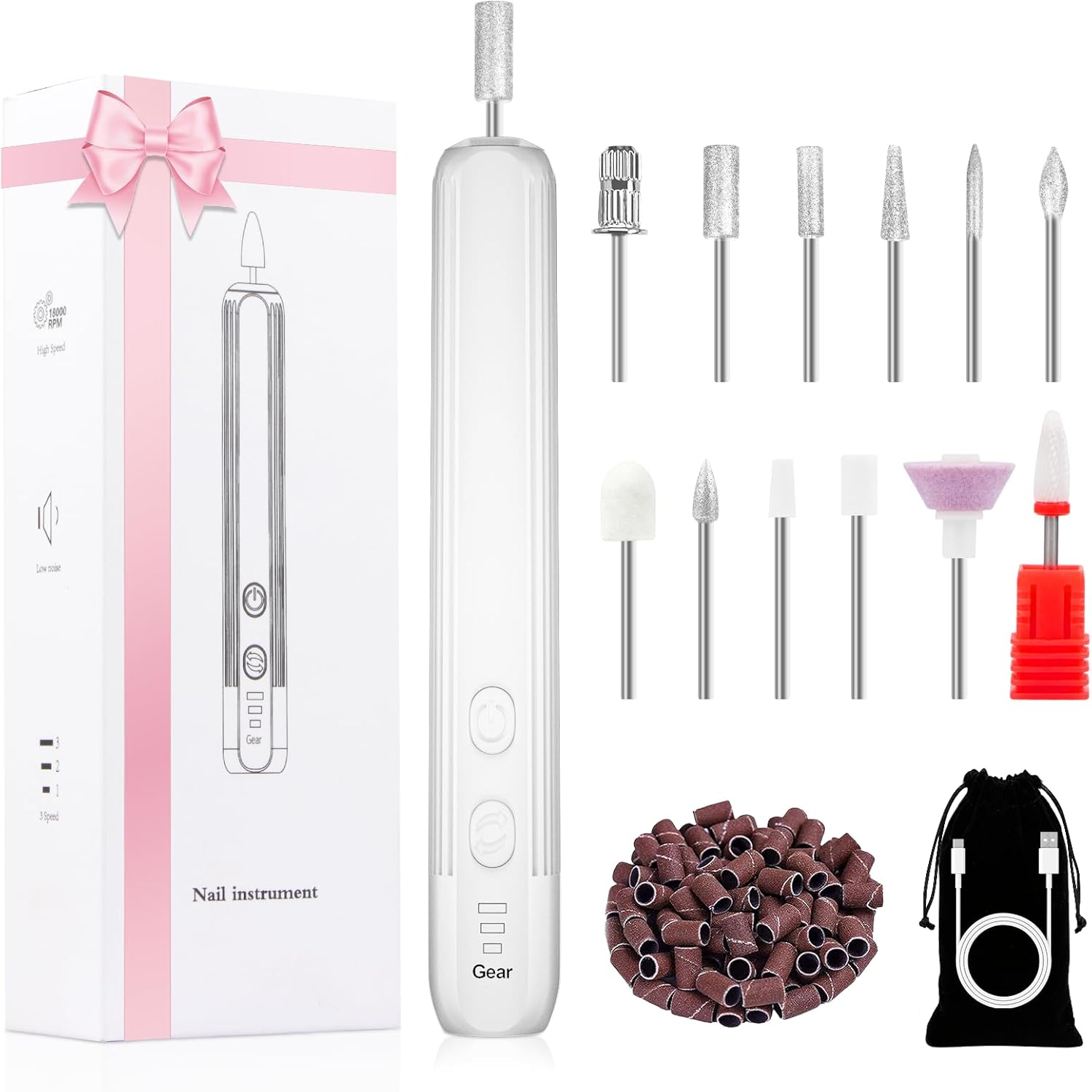 AOMEES electric nail drill professional manicure pedicure kit front view