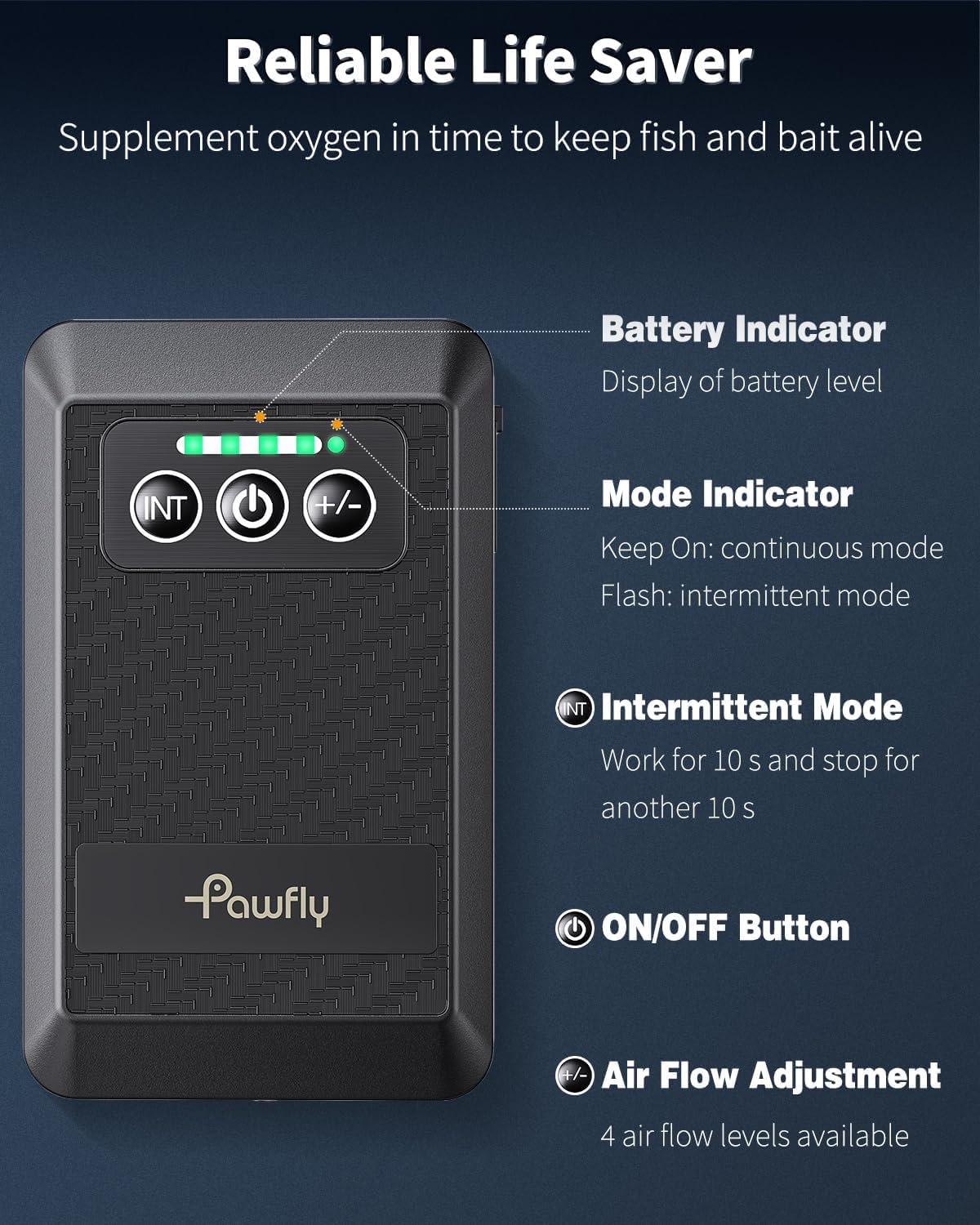 Close up of Pawfly air pump metal back clip attachment