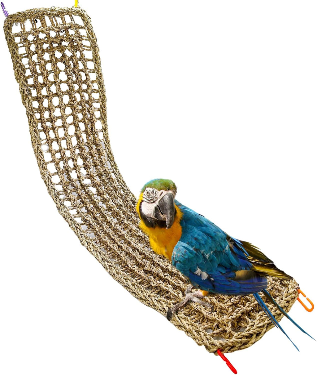 Bird Seagrass Mat 30 x 7 Inch Parrot Natural Seagrass Woven Net Hammock Parakeet Climbing Rope Ladder Mat Chew Toys Cage Accessories for Pigeon Macaw Cockatiel Conure Cockatoo Rat Bearded Dragon - Image 12