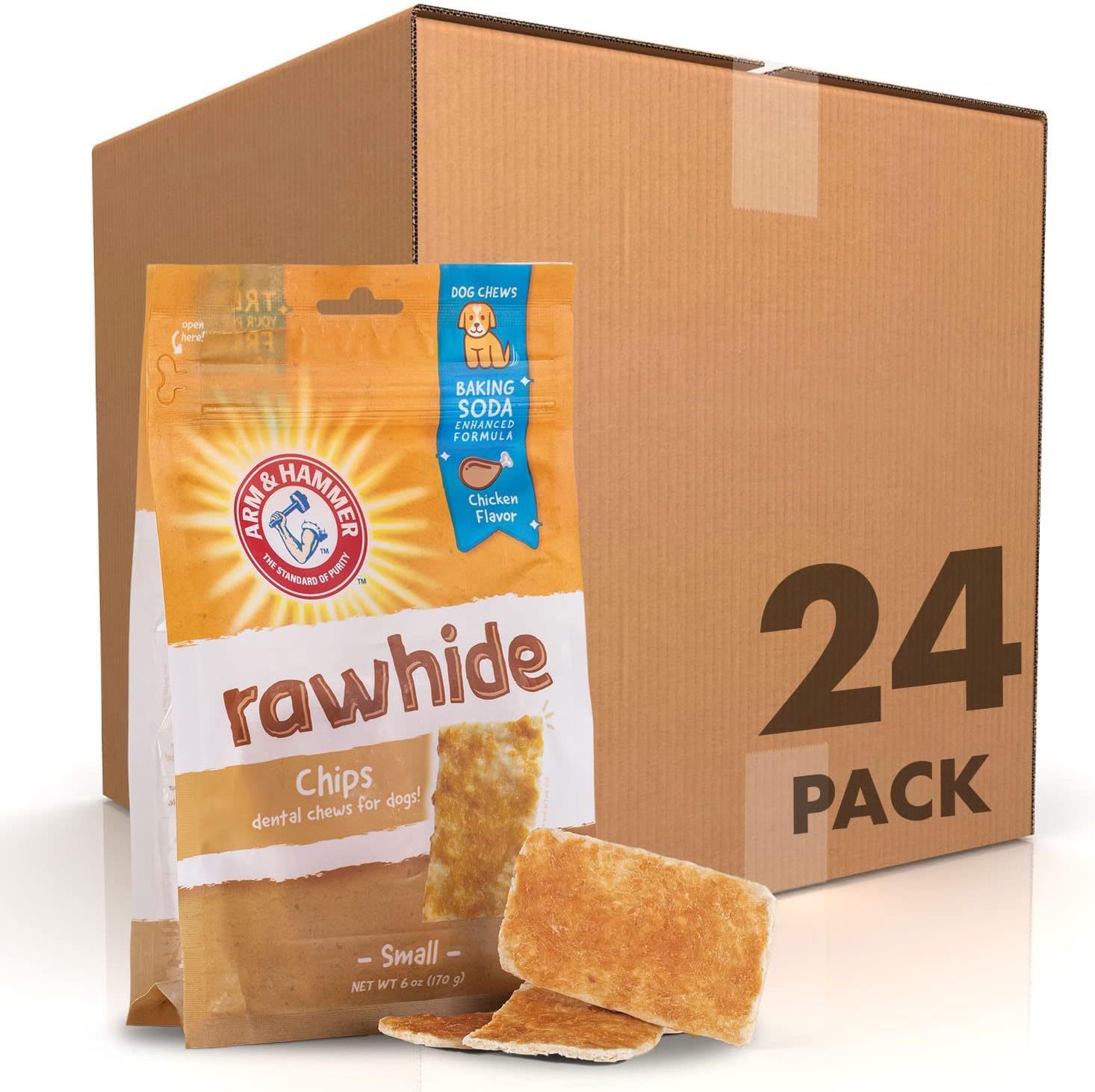 Arm & Hammer for Pets Rawhide Chips for Dogs | Real Dog Rawhide Chews with Beef Coating and Arm and Hammer Baking Soda Enhanced Formula for Fresh Dog Breath (Pack of 1, 12 Count Total) - Image 11