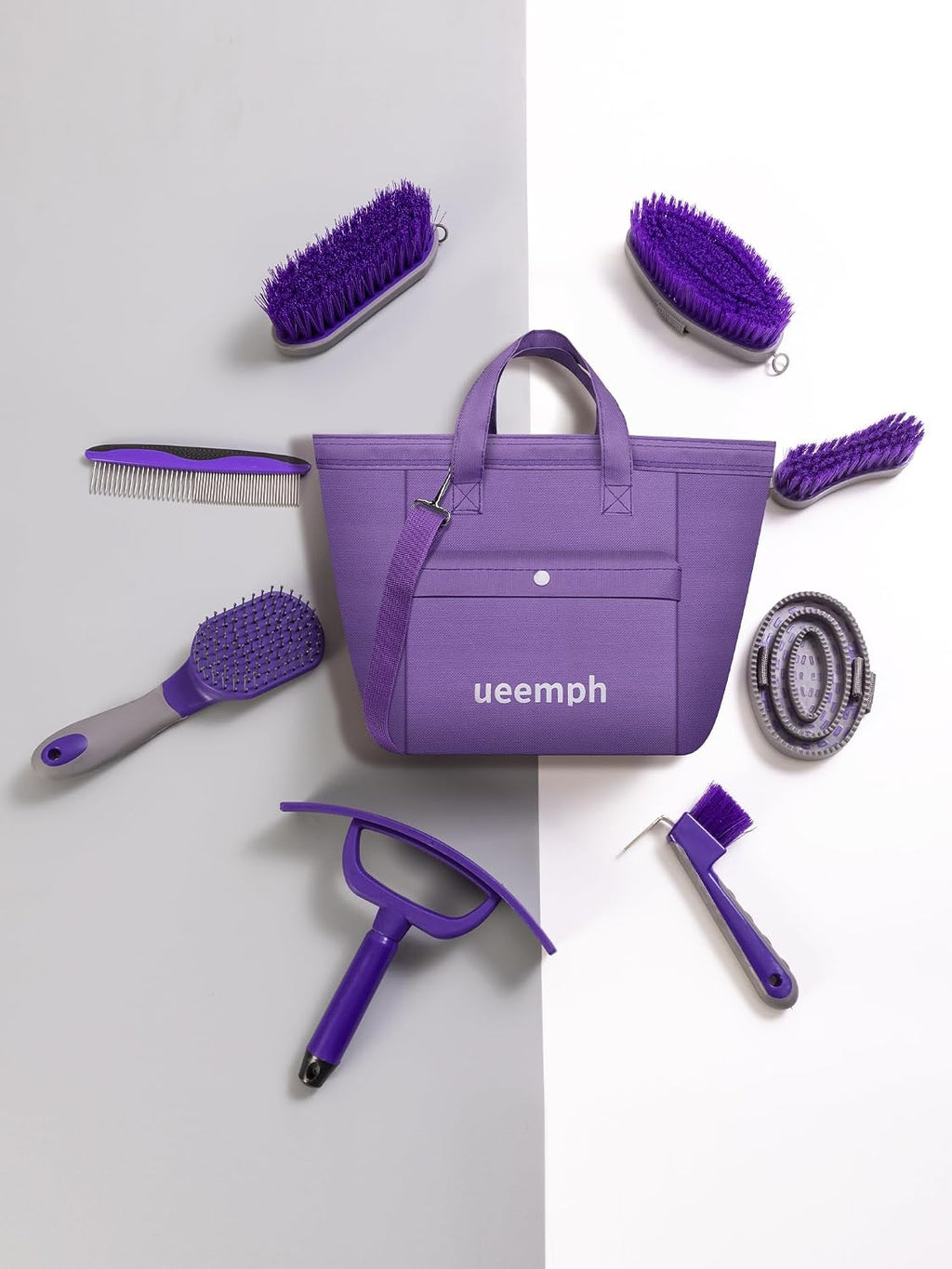 Detailed view of Ueemph professional horse grooming gloves