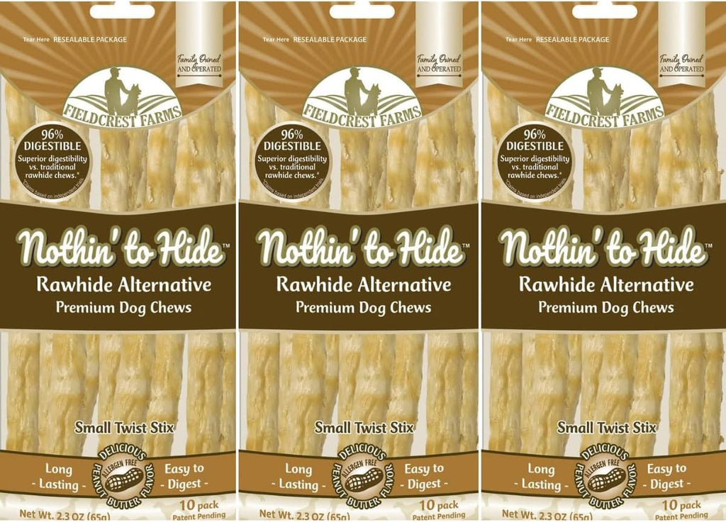 Fieldcrest Farms Nothin' to Hide Twist Stix, Bacon Flavor, Easily Digestible, Supports Skin, Coat, Joints & Muscles, for Moderate Chewers Under 15lbs, 10 Pieces - Image 10
