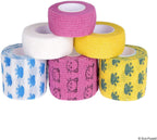 Eco-Fused pet injury wrap rolls arranged together