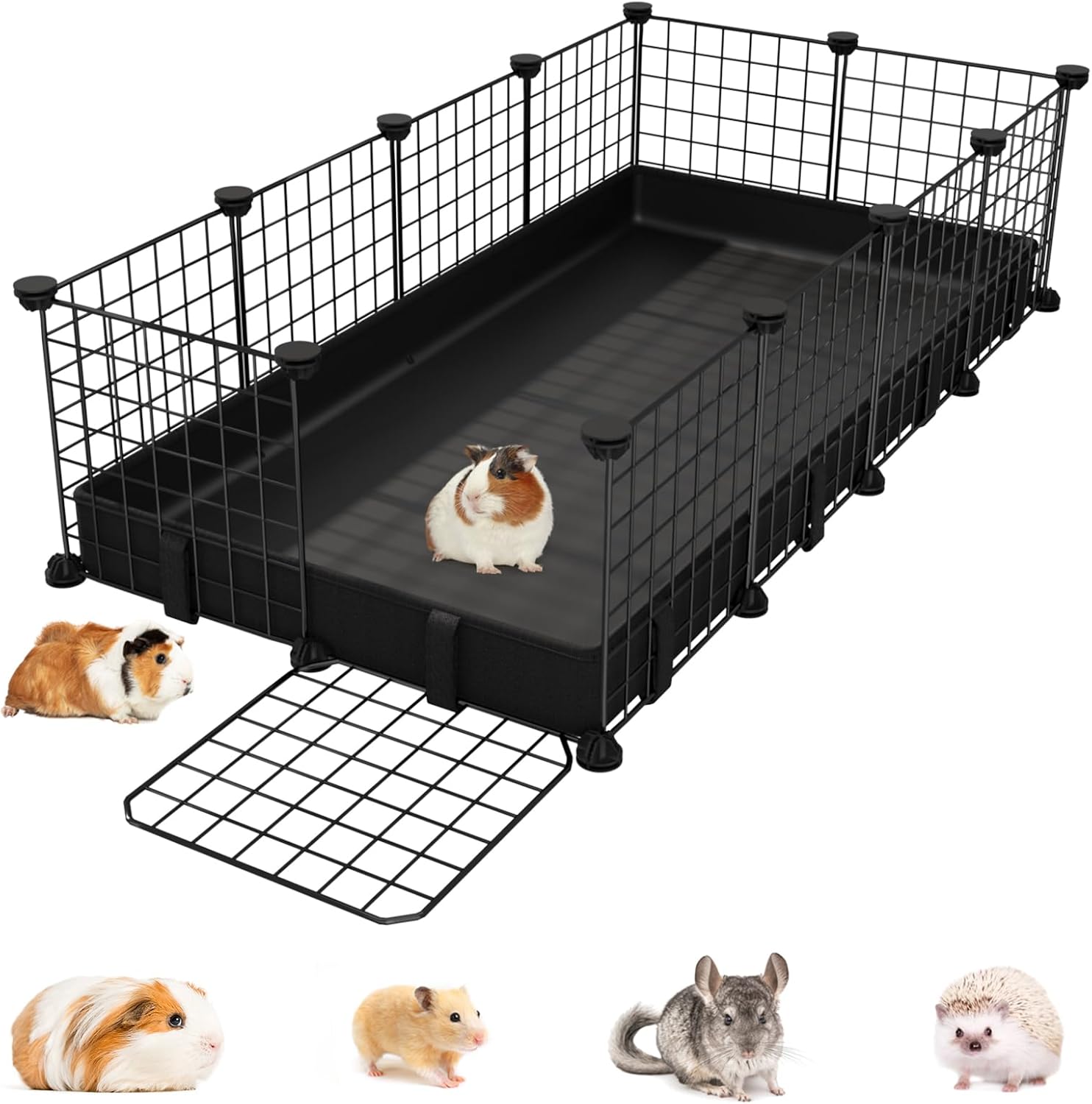 Small Animal Playpen with Waterproof Mat,Guinea Pig Cages,49.2x24.6x12.2inch C&C Cage for Hamster,Bunny,Hedgehog,Chinchilla,Ferret,Indoor Outdoor Portable Metal Wire Yard Fence,Metal Pet Panels-12pcs - Image 1