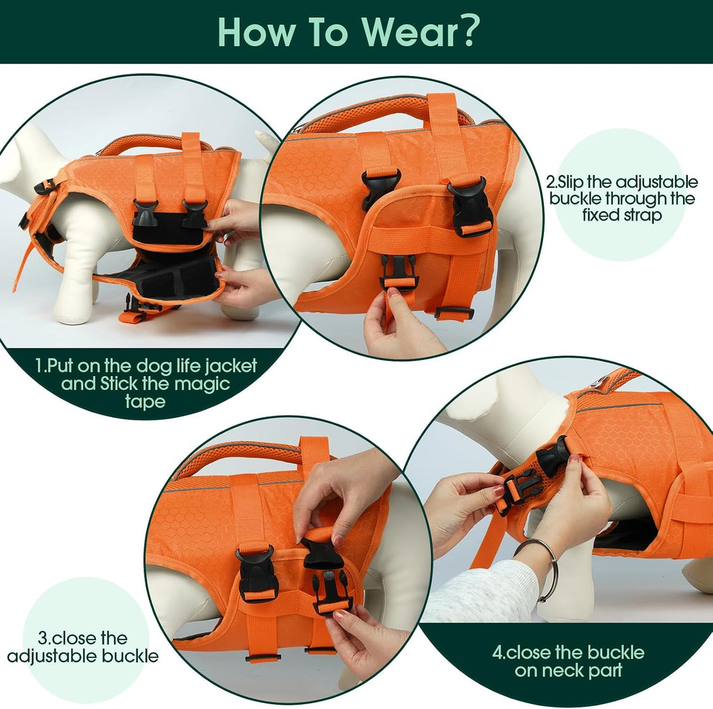 Kuoser high visibility reflective dog safety vest back view
