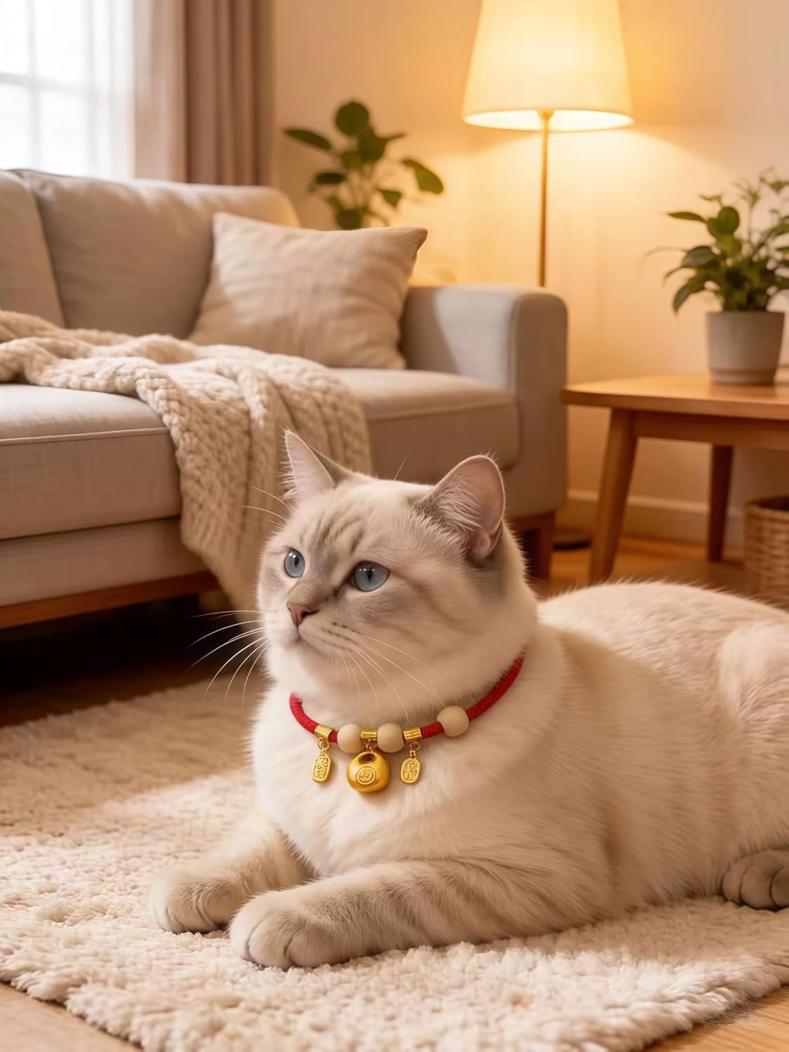 Adjustable wooden bead necklace for cats and dogs
