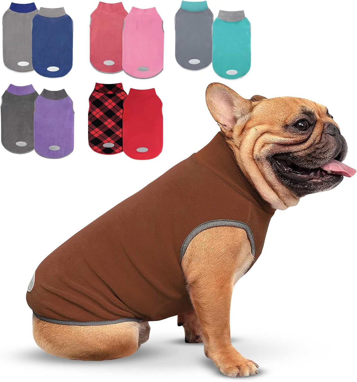 cyeollo 2 Pack Fleece Dog Sweater Stretchy Pullover Soft Dog Jacket with Reflective Stripe Lightweight Sweatshirt Pet Clothes Coats for Small Dogs, Navy & Grey L - Image 11