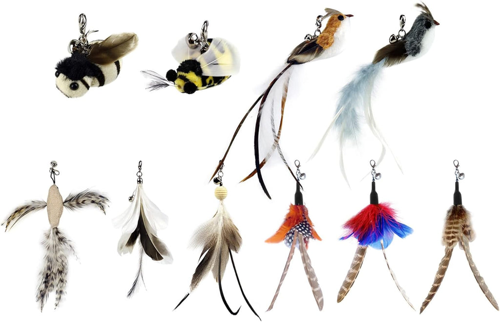 TTcat four pieces natural feather and insect replacement bundle pack for standard cat fishing poles.