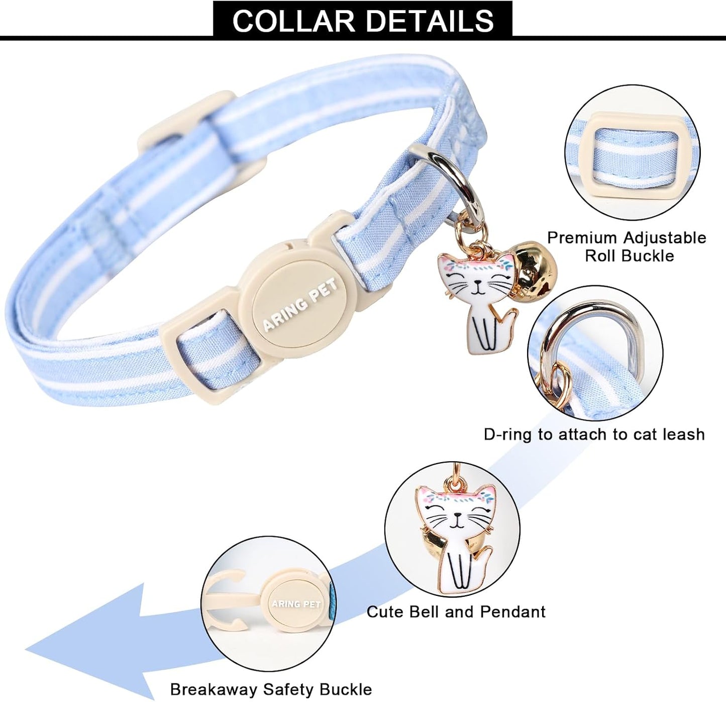 Close up of soft cotton fabric texture on ARING PET safety pet collar