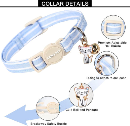 Close up of soft cotton fabric texture on ARING PET safety pet collar