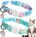 Unique style paws 2 Pack Valentine Kitten Collar Breakaway with Bell&Pendant, Adjustable Safety Colorful Love Heart Pink Bow Cat Cotton Collar for Girl Boy Cat and Small Pet - Image 10