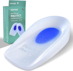 SagaSave Premium Gel Heel Cups front view showing milky white silicone texture for shock absorption.