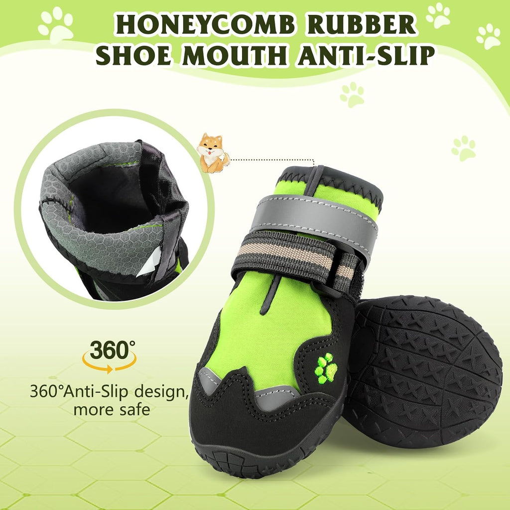Fishoaky waterproof dog boots with anti slip soles