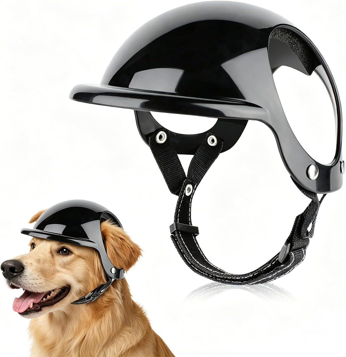 Small Dog Helmet with Ear Holes - Adjustable, Lightweight, Hard Black Pet Helmet for Outdoor Activities/Motorcycle/Bike - Image 11