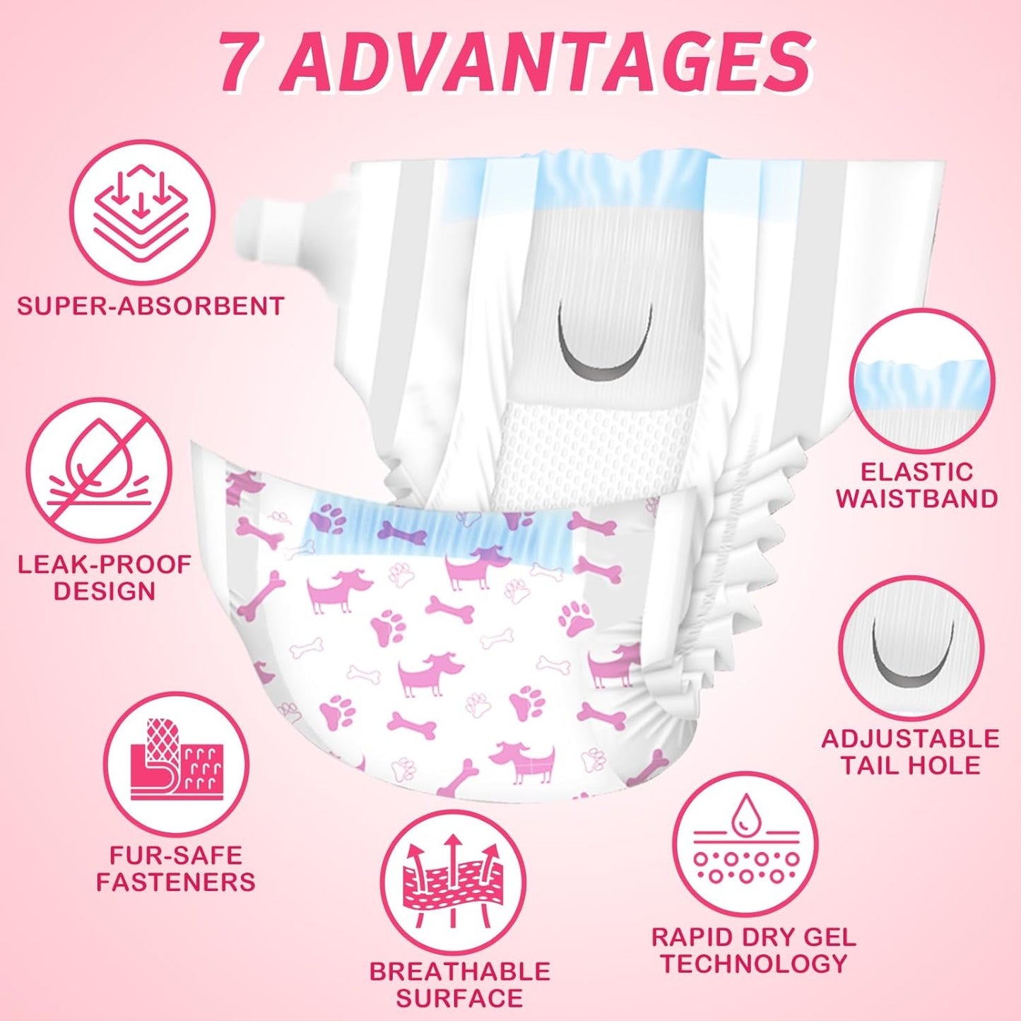 Close up of pink checkerboard pattern on premium leak proof puppy nappies