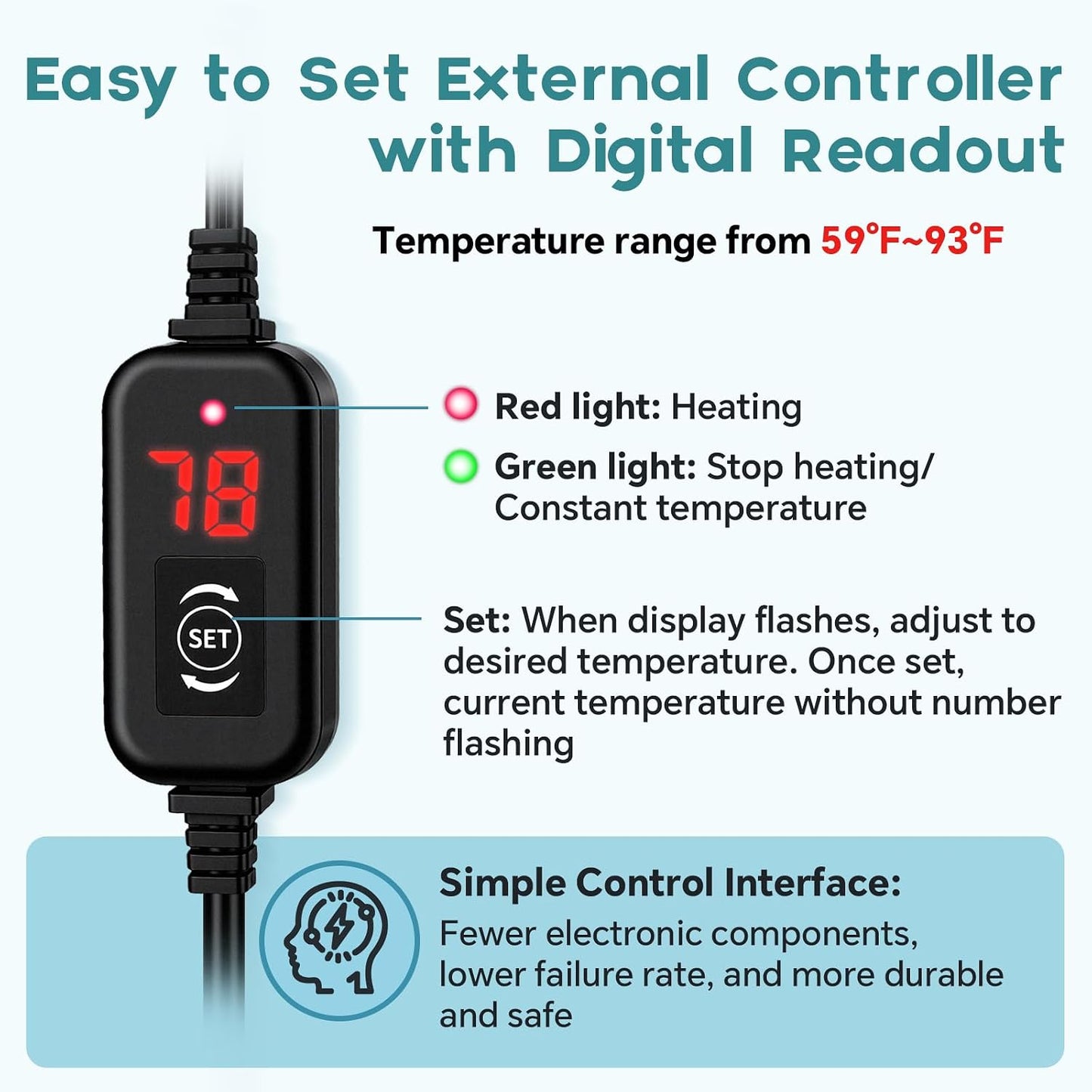 Hygger small fish tank heater with suction cups