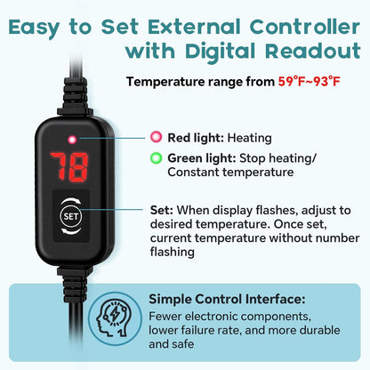 Hygger small fish tank heater with suction cups