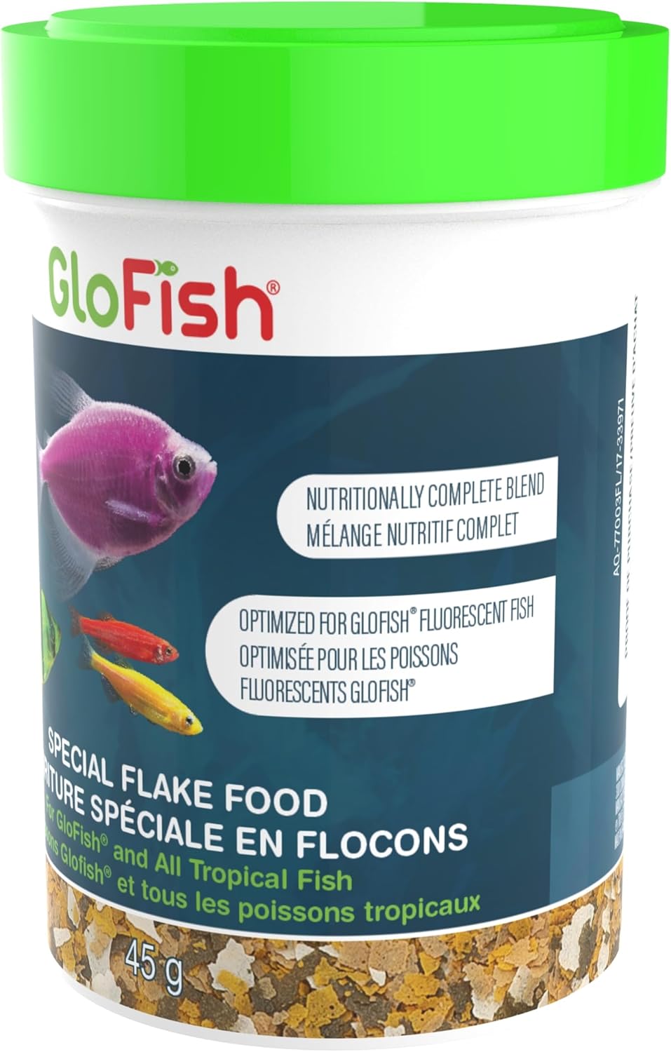 Top view of GloFish color-enhancing fish food cap and seal