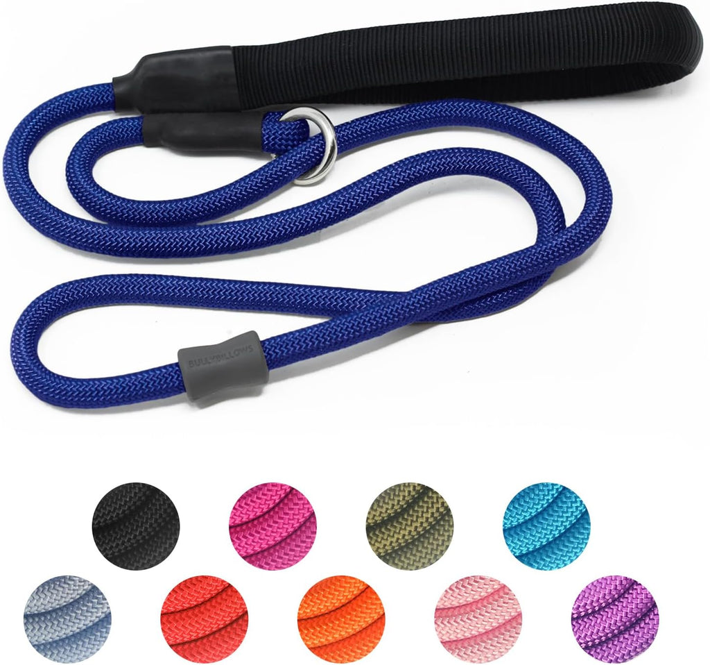 Strong Slip Rope Dog Training Leash (4ft) - Heavy Duty Durable Braided Nylon Lead with Rubber Stopper & Padded Handle - Large Medium Small Dogs No Pull Walking (Black, 1/2" x 4ft) - Image 9