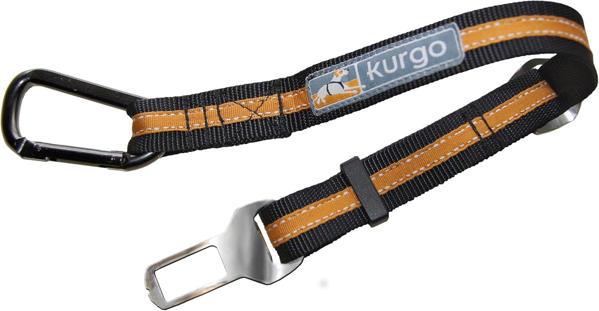 Kurgo Direct to Seatbelt Tether orange dog car restraint