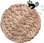 Cat Extra-Soft Kneading Mat, Handmade Washable Round Cat Pad Blanket for Indoor Kittens, Plush Breathable Cushion Bed for Cat Trees, Sofas & Floors (White,Small) - Image 13