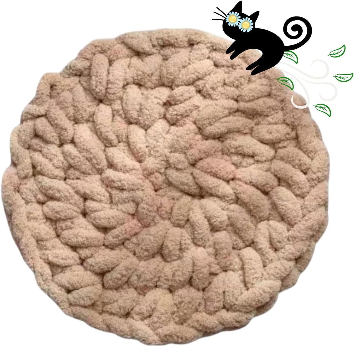 Cat Extra-Soft Kneading Mat, Handmade Washable Round Cat Pad Blanket for Indoor Kittens, Plush Breathable Cushion Bed for Cat Trees, Sofas & Floors (White,Small) - Image 13
