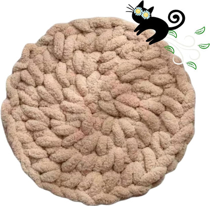 Cat Extra-Soft Kneading Mat, Handmade Washable Round Cat Pad Blanket for Indoor Kittens, Plush Breathable Cushion Bed for Cat Trees, Sofas & Floors (White,Small) - Image 13