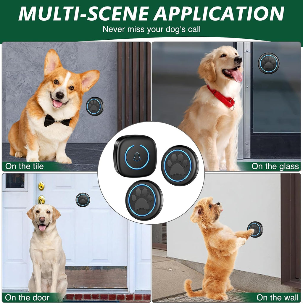Dog Door Bell for Potty Training, Smart Wireless Doggie Doorbell to Go Outside, 1000 Feet Long Range with IP65 Waterproof Super-Light Touch Button, 60 Melodies & Adjustable Volume (2 Button) - Image 7