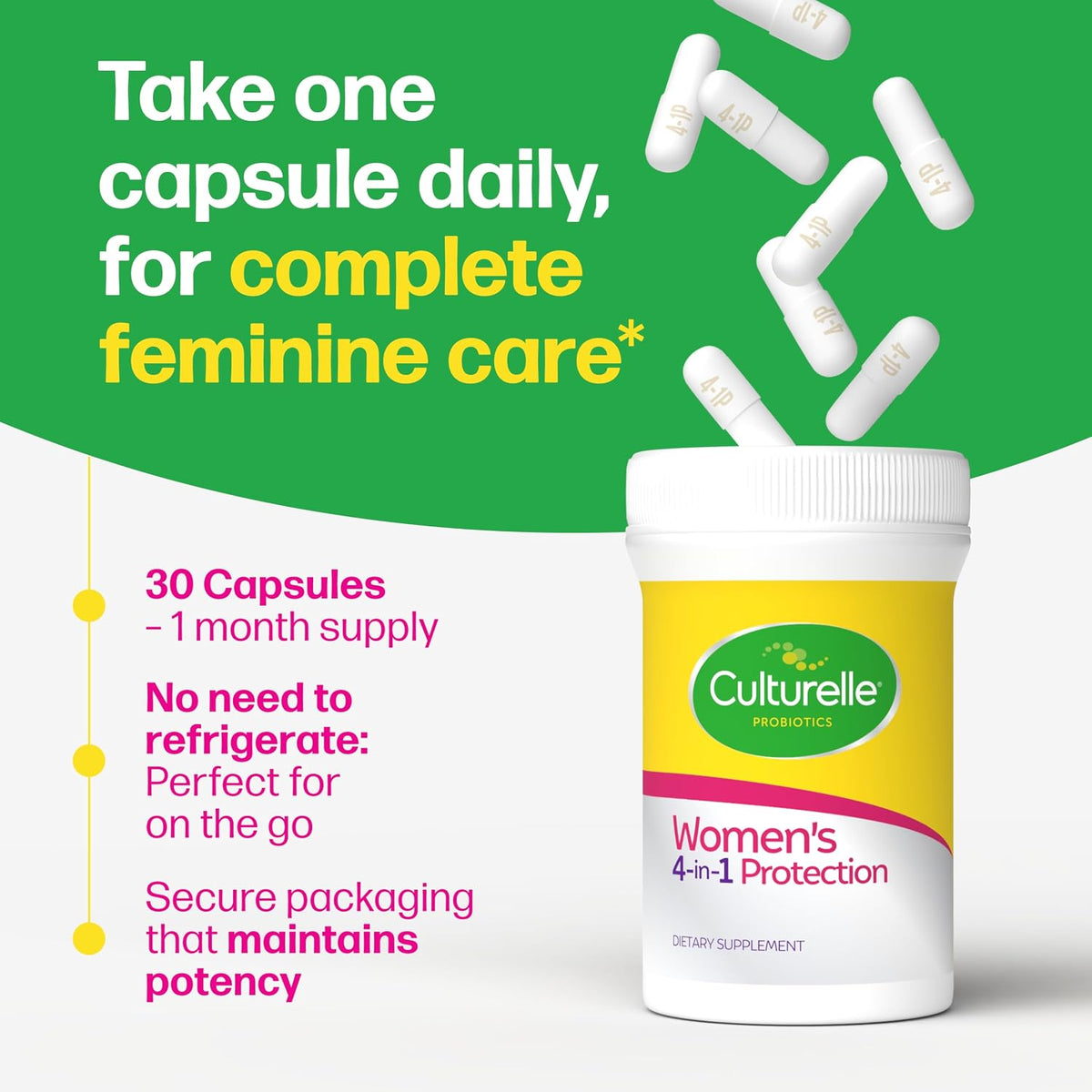 Culturelle women health probiotic capsule close up