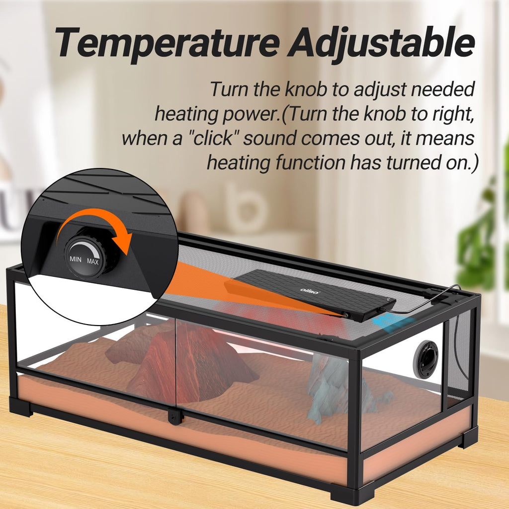 Close-up of the non-light reptile heating panel temperature adjustment knob