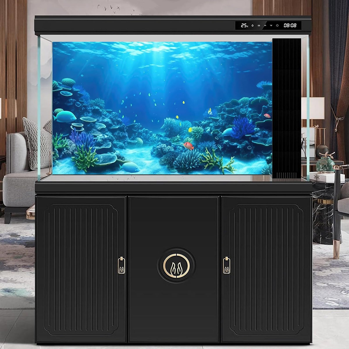 Deep blue ocean fish tank backdrop poster with tropical fish