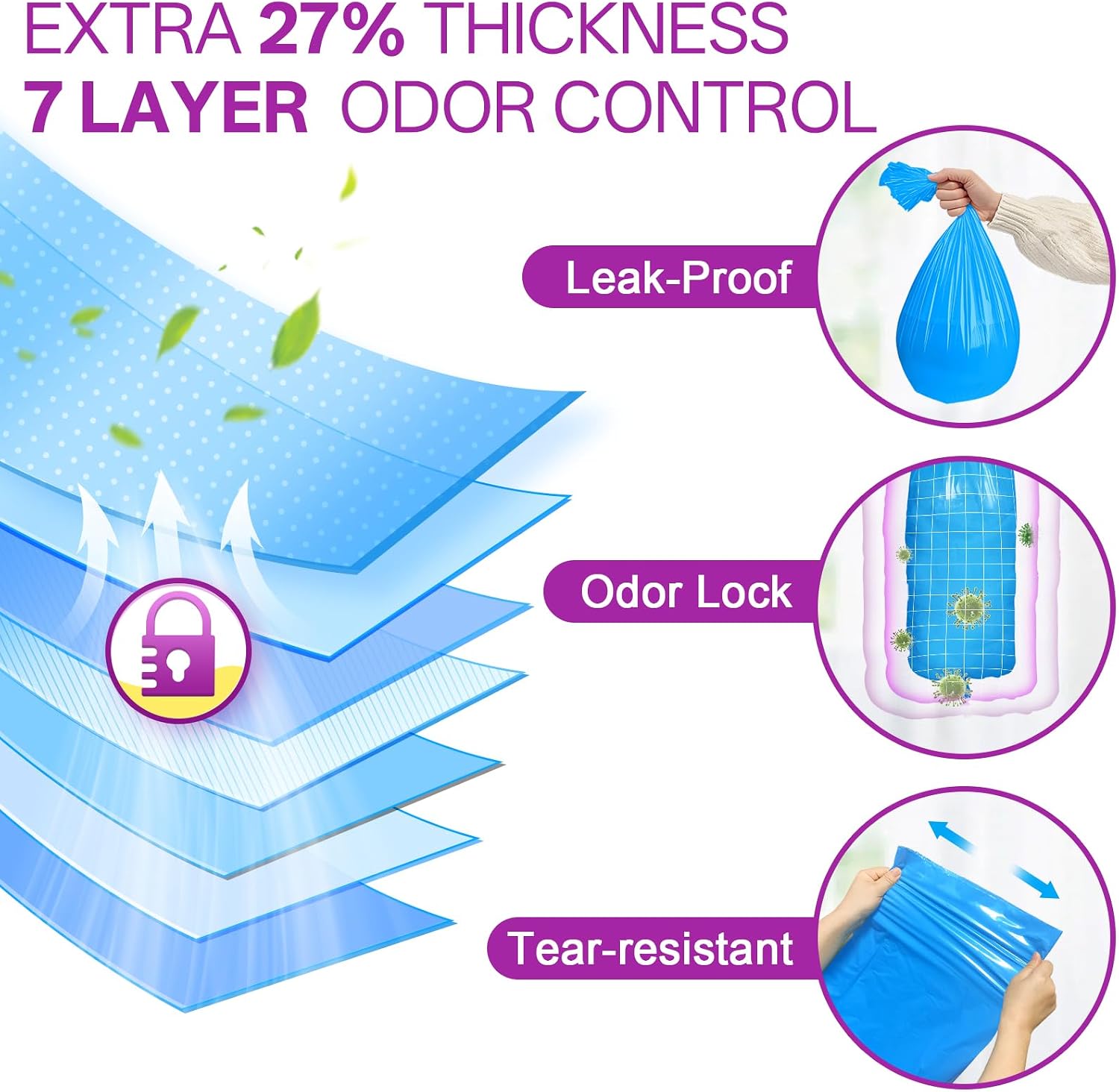 Qltytoy leak proof pet waste disposal film close up showing durable material
