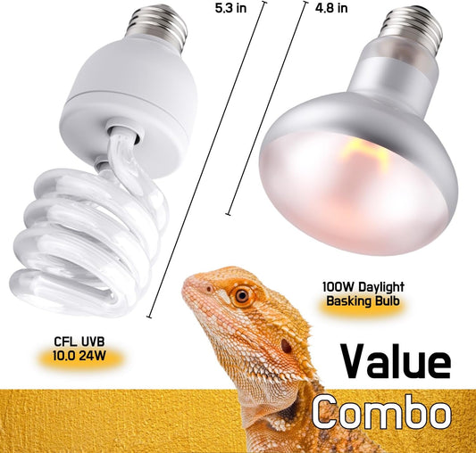 Close up of the one hundred watt basking spotlight bulb for bearded dragon habitat heating.